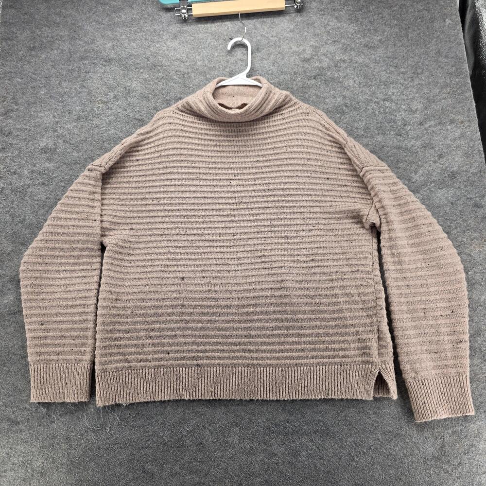 Madewell Sweater Pullover Womens XXL Beige Mock Neck Chunky-Knit Oversized